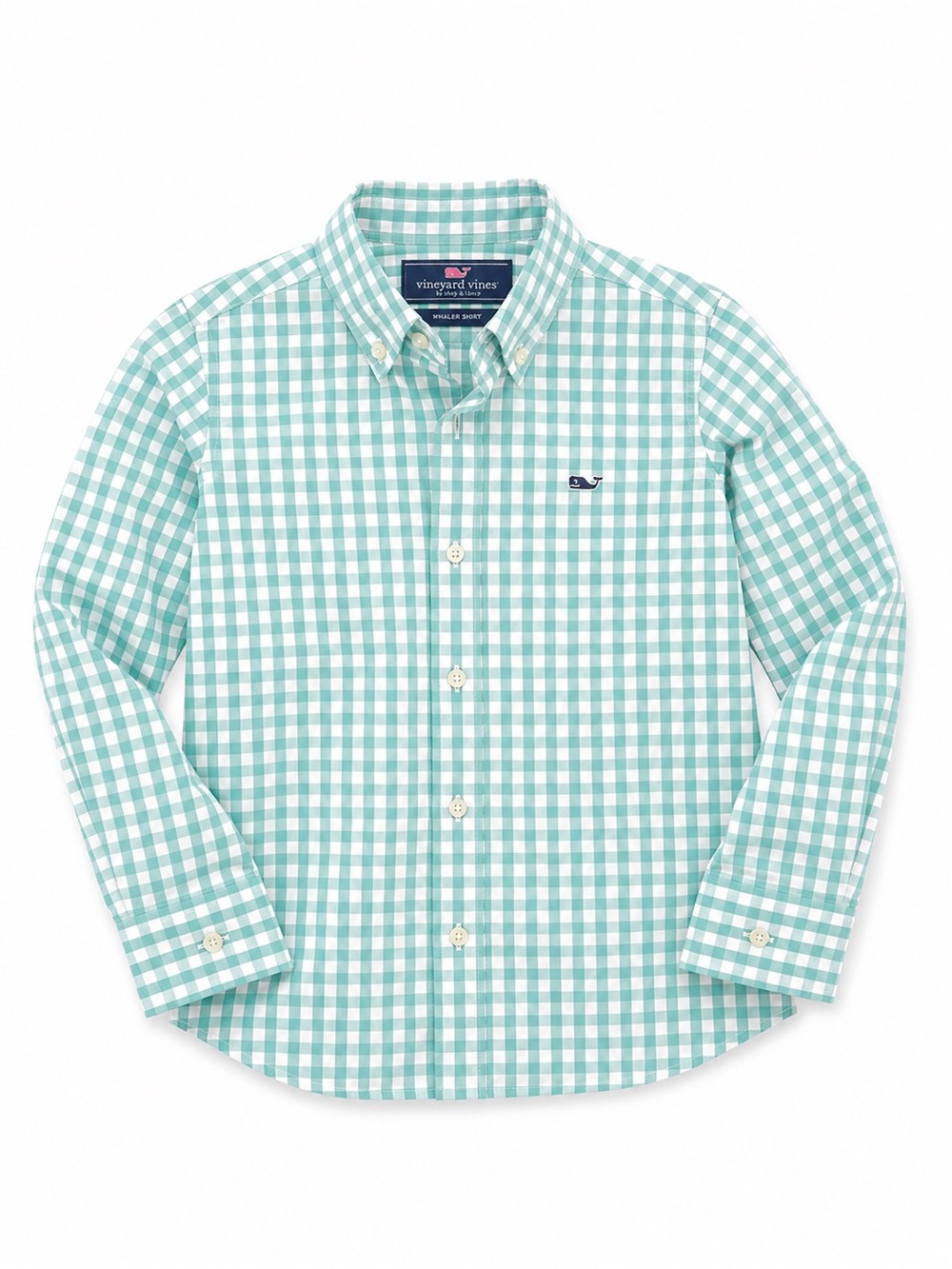 Vineyard Vines Boys Aqua Gingham Button-Down Shirt